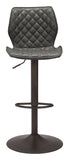 24" Gray And Black Steel Swivel Low Back Counter Height Bar Chair