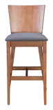 Set of Two 29" Gray And Brown Solid Wood Low Back Bar Height Bar Chairs