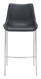 Set of Two 30" Black And Silver Steel Low Back Bar Height Bar Chairs