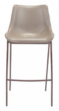 Set of Two 30" Gray And Brown Steel Low Back Bar Height Bar Chairs