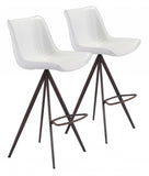 Set of Two 29" White And Black Steel Low Back Bar Height Bar Chairs