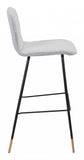 30" Light Gray And Black Steel Low Back Bar Height Bar Chair