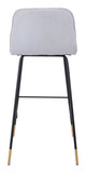 30" Light Gray And Black Steel Low Back Bar Height Bar Chair