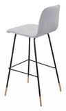 30" Light Gray And Black Steel Low Back Bar Height Bar Chair