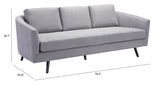 79" Gray And Black Polyester Sofa