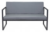 45" Gray And Black Faux Leather Sofa