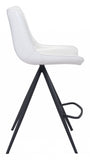 Set of Two 26" White And Black Steel Low Back Counter Height Bar Chairs