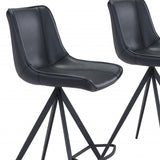 Set of Two 26" Black Steel Low Back Counter Height Bar Chairs