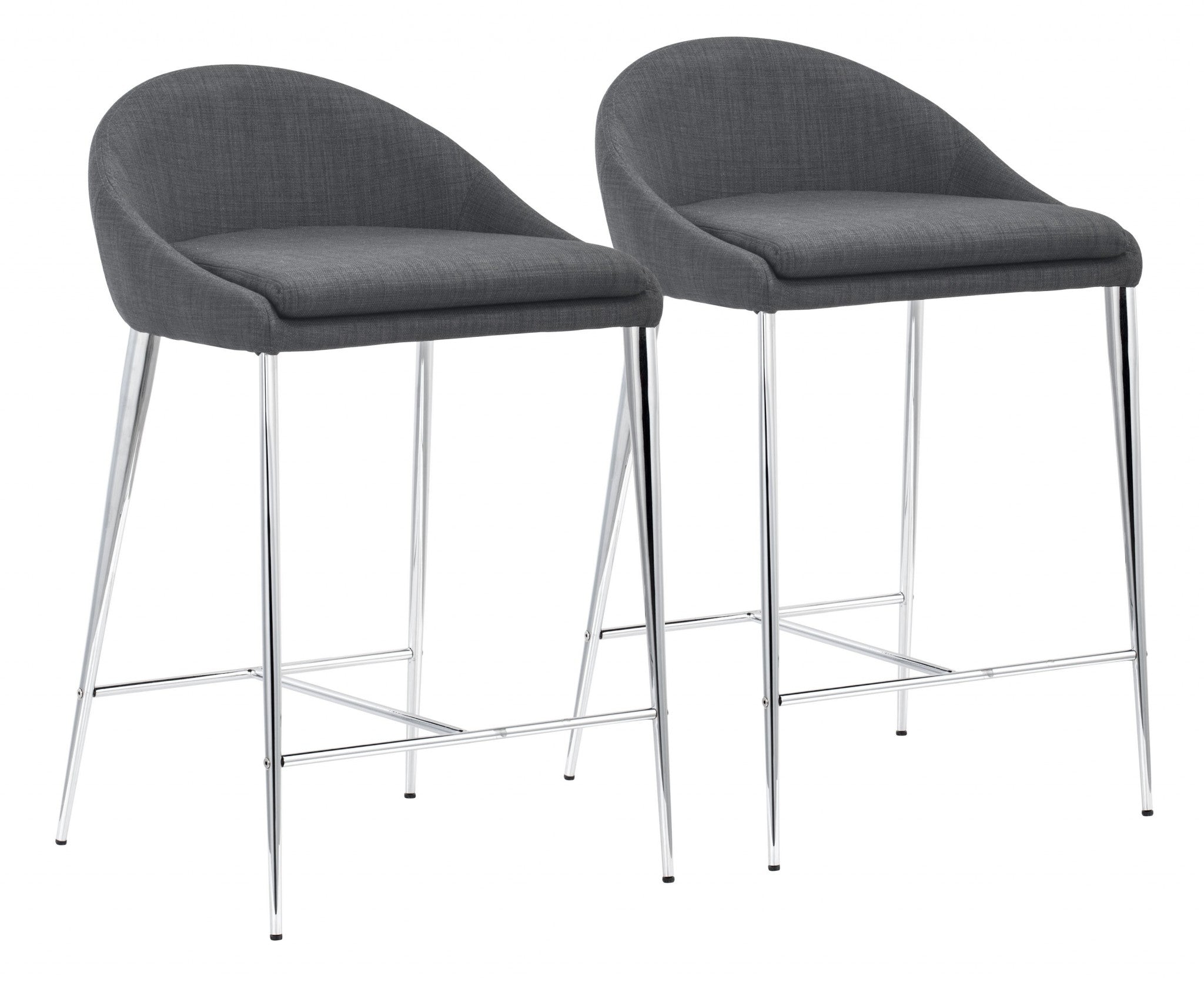 Set Of Two 30" Graphite Low Back Chairs With Footrest