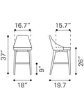 26" Beige And Brown Solid Wood Low Back Counter Height Bar Chair