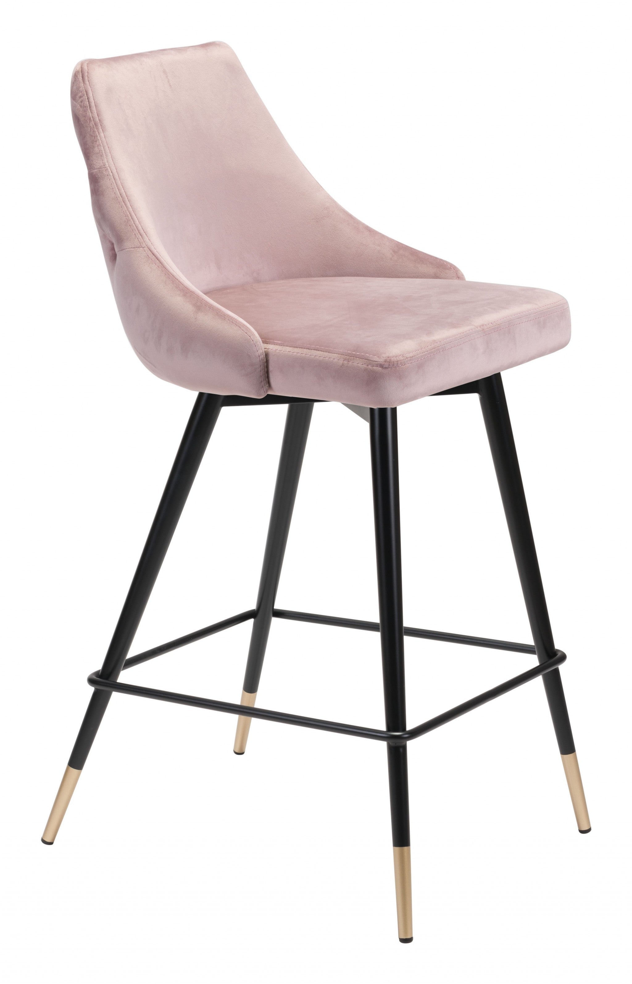 26" Pink And Black Steel Low Back Counter Height Bar Chair