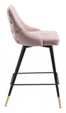 26" Pink And Black Steel Low Back Counter Height Bar Chair