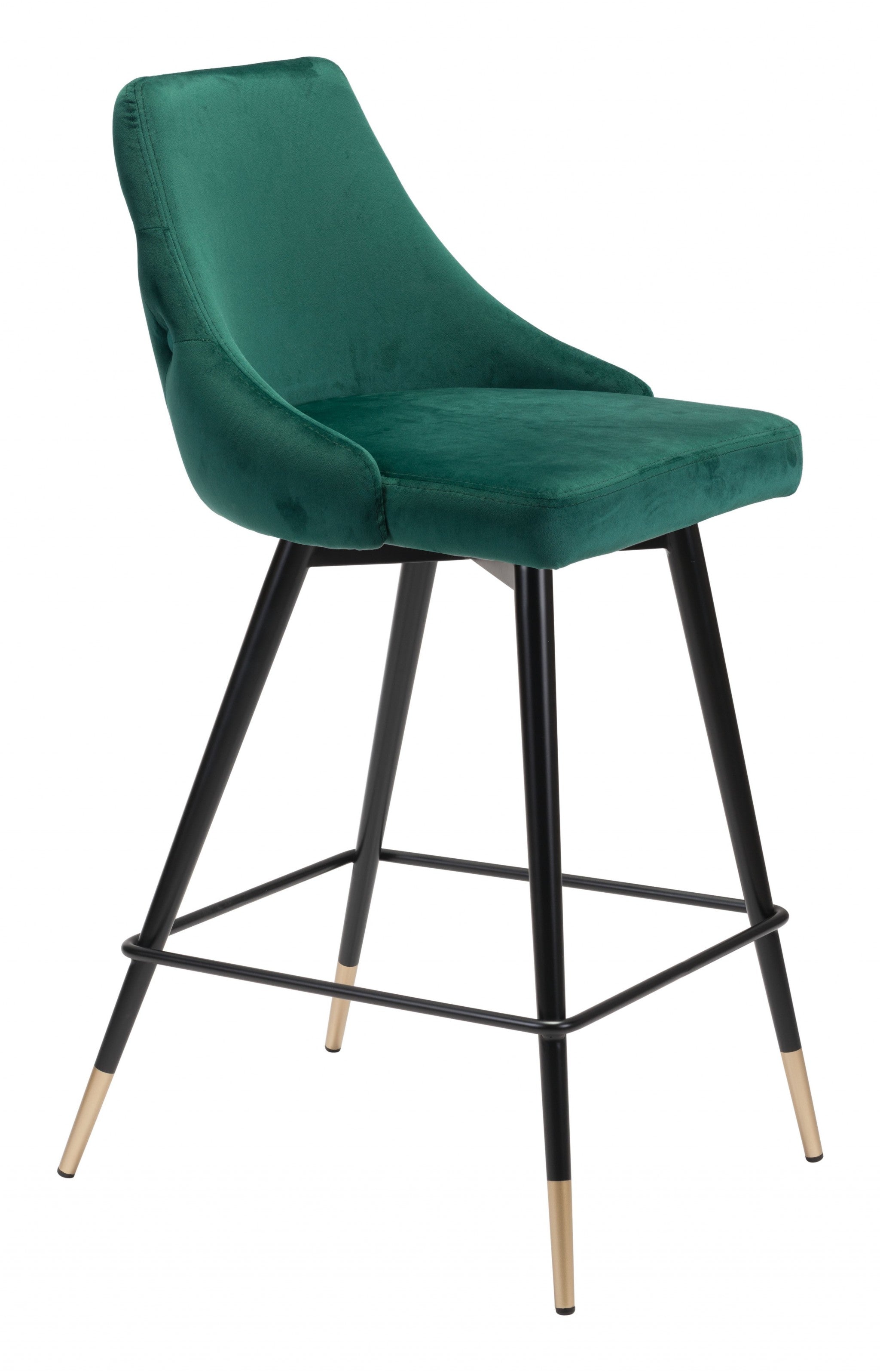 26" Green And Black Steel Low Back Counter Height Bar Chair