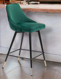 26" Green And Black Steel Low Back Counter Height Bar Chair