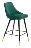 26" Green And Black Steel Low Back Counter Height Bar Chair