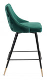 26" Green And Black Steel Low Back Counter Height Bar Chair