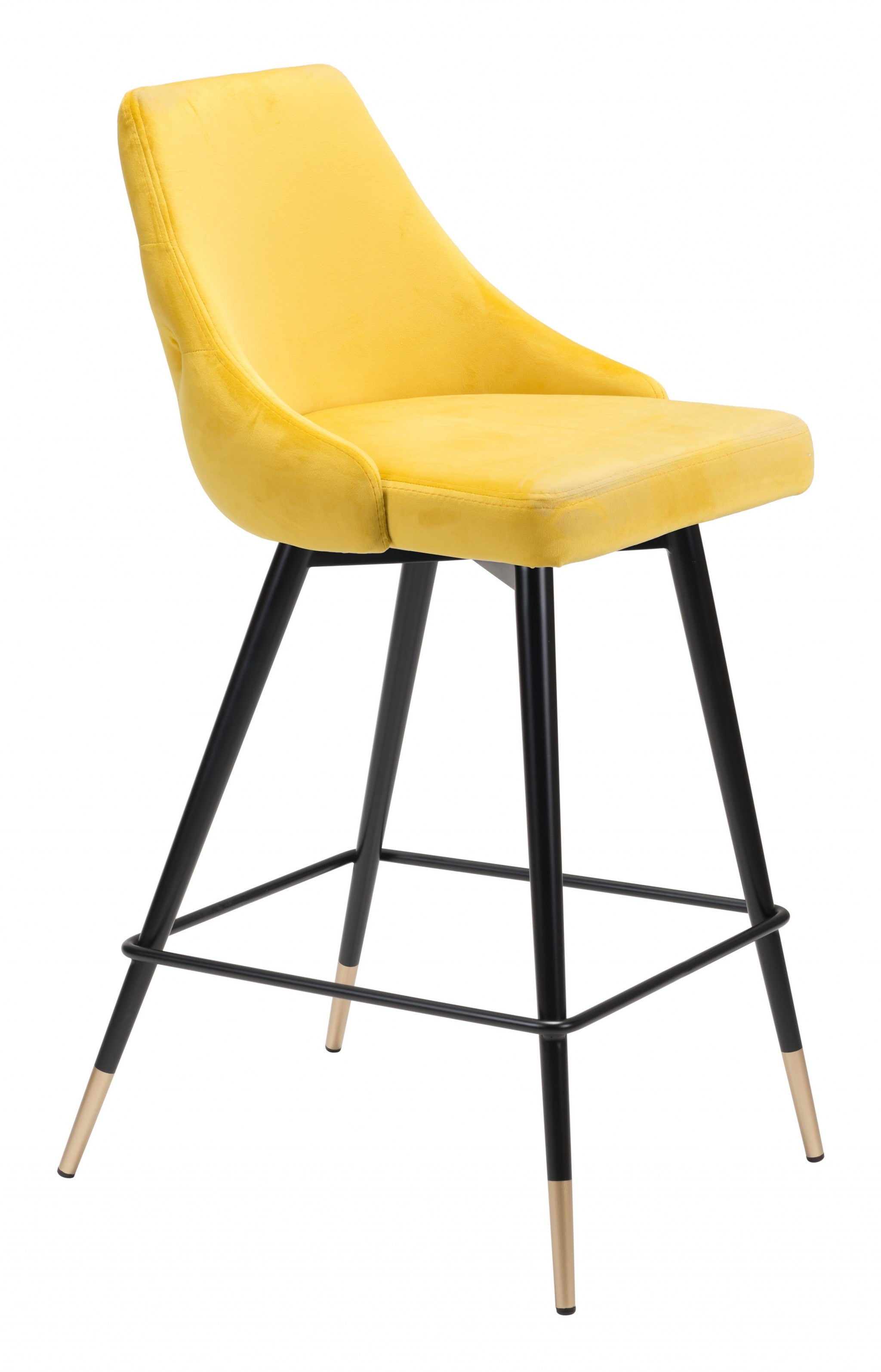 26" Yellow And Black Steel Low Back Counter Height Bar Chair