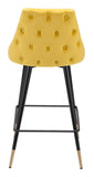 26" Yellow And Black Steel Low Back Counter Height Bar Chair