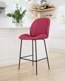 26" Red And Black Steel Low Back Counter Height Bar Chair