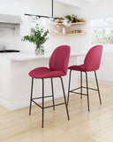 26" Red And Black Steel Low Back Counter Height Bar Chair