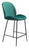 26" Green And Black Steel Low Back Counter Height Bar Chair