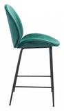 26" Green And Black Steel Low Back Counter Height Bar Chair