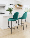 26" Green And Black Steel Low Back Counter Height Bar Chair