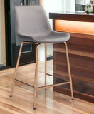 26" Gray And Copper Steel Low Back Counter Height Bar Chair