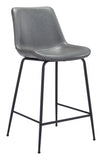 26" Gray And Black Steel Low Back Counter Height Bar Chair