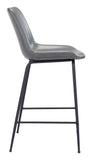 26" Gray And Black Steel Low Back Counter Height Bar Chair