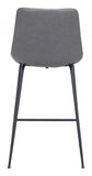 26" Gray And Black Steel Low Back Counter Height Bar Chair