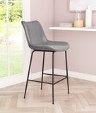 26" Gray And Black Steel Low Back Counter Height Bar Chair