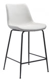 26" White And Black Steel Low Back Counter Height Bar Chair