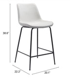 26" White And Black Steel Low Back Counter Height Bar Chair