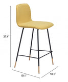 27" Yellow And Black Steel Low Back Counter Height Bar Chair