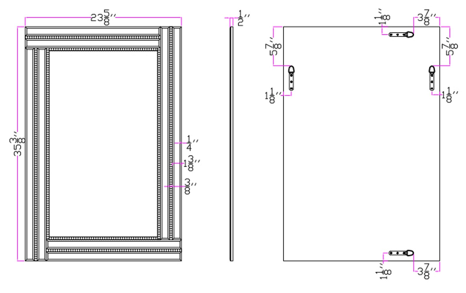 36" Silver Glass Framed Accent Mirror