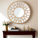 32" Gold Round Metal Framed Accent Mirror