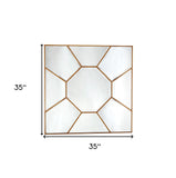 35" Gold Square Metal Framed Accent Mirror