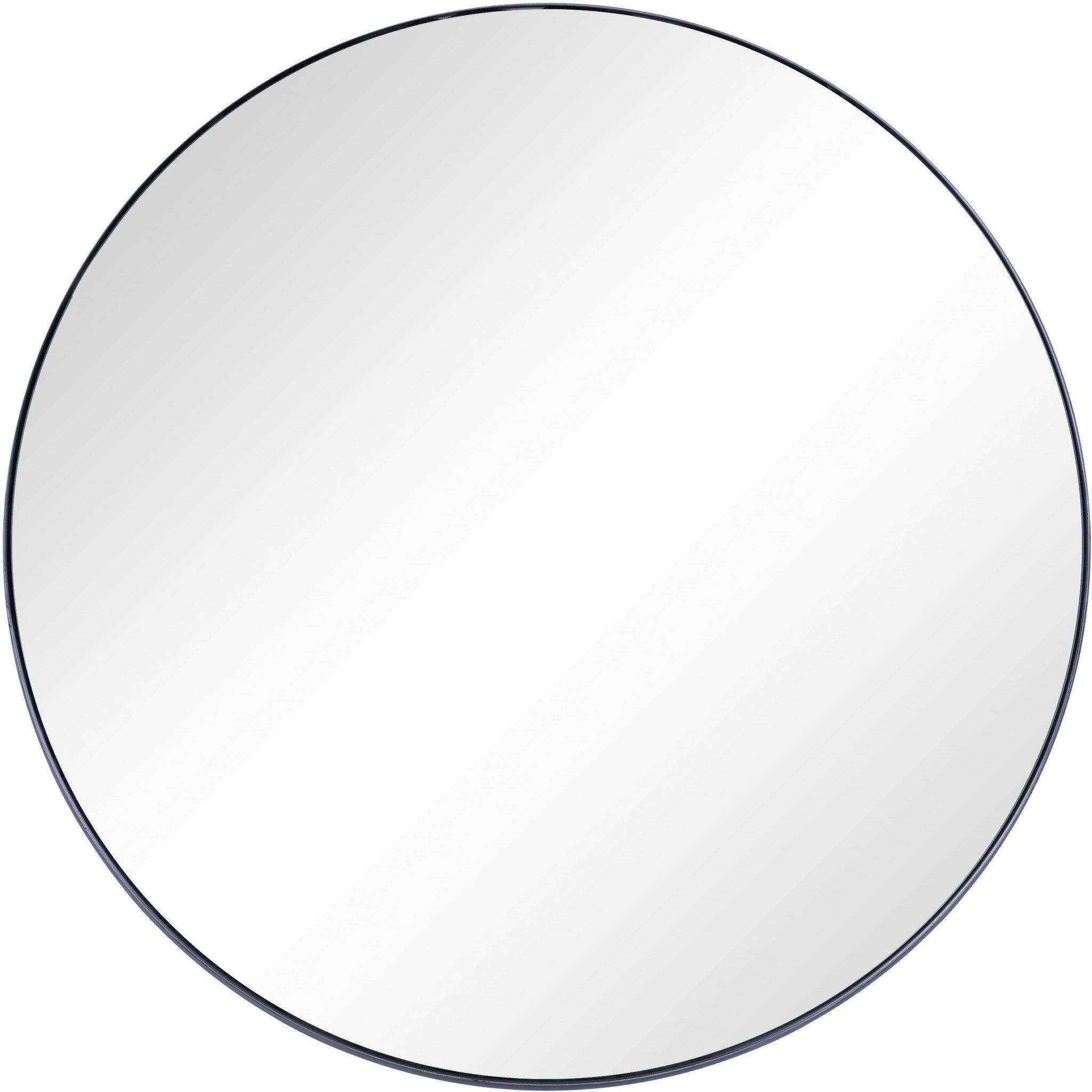 32" Black Round Metal Framed Accent Mirror