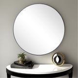 32" Black Round Metal Framed Accent Mirror