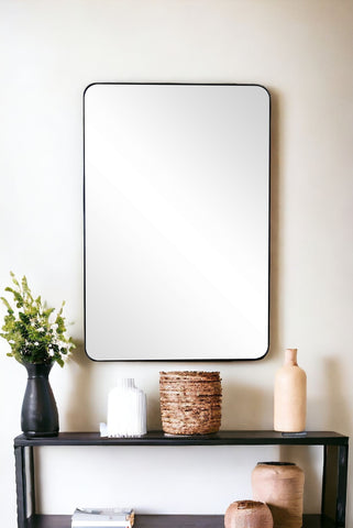 42" Black Metal Framed Accent Mirror