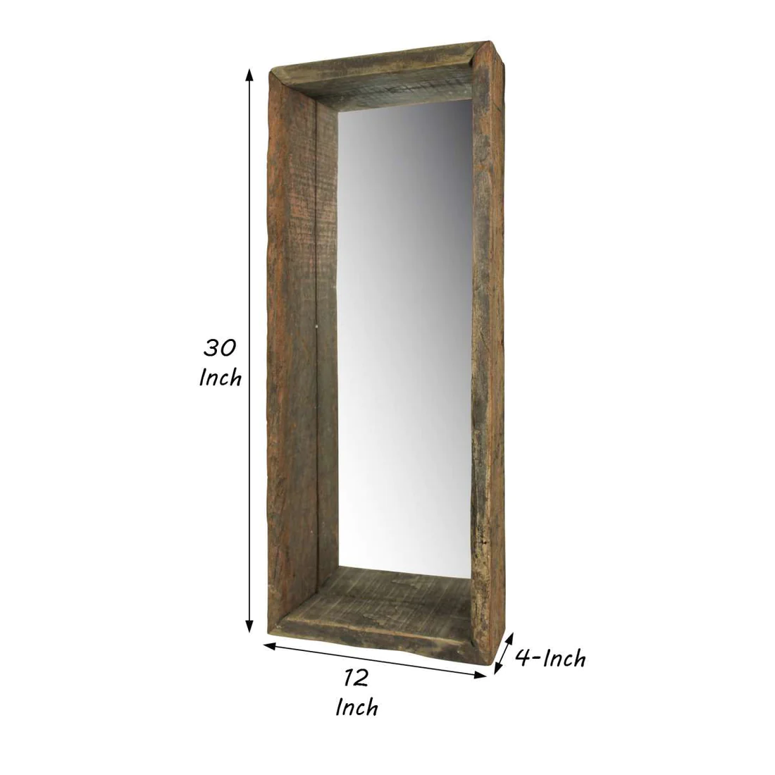 Petite Wooden Mirrored Shelf