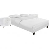 Black Platform Queen Bed with Two Nightstands