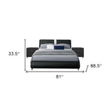 Black Platform King Bed with Two Nightstands