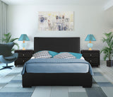 Black Upholstered Queen Platform Bed