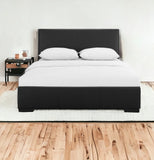 Black Upholstered Queen Platform Bed