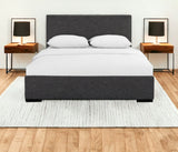 Black Upholstered Queen Platform Bed