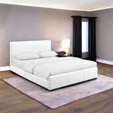 Black Upholstered Queen Platform Bed