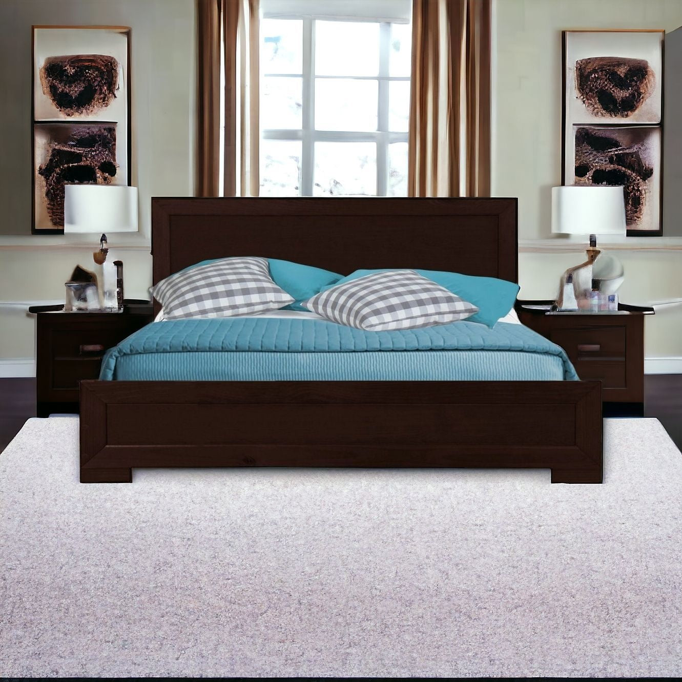 Black Wood King Platform Bed