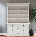 87" White Solid Wood Side Board with Hutch